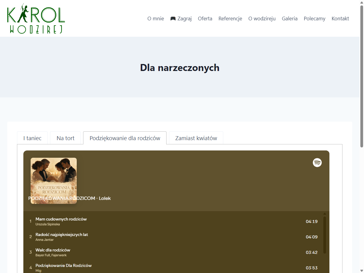 Podgląd strony Dla narzeczonych